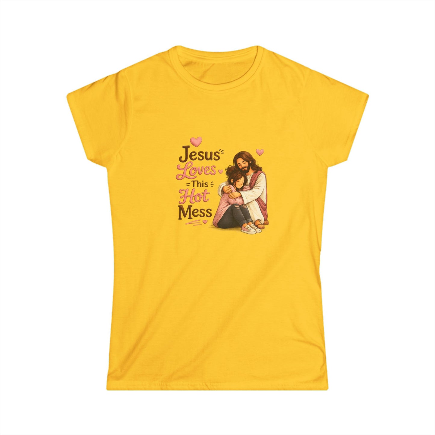 Jesus Loves This Hot Mess - Women's Softstyle Tee — Classic Everyday Women's T-Shirt