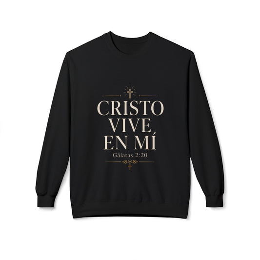 Cristo Vive En Mí Crewneck Sweatshirt — Galatas 2:20 Christian Pullover