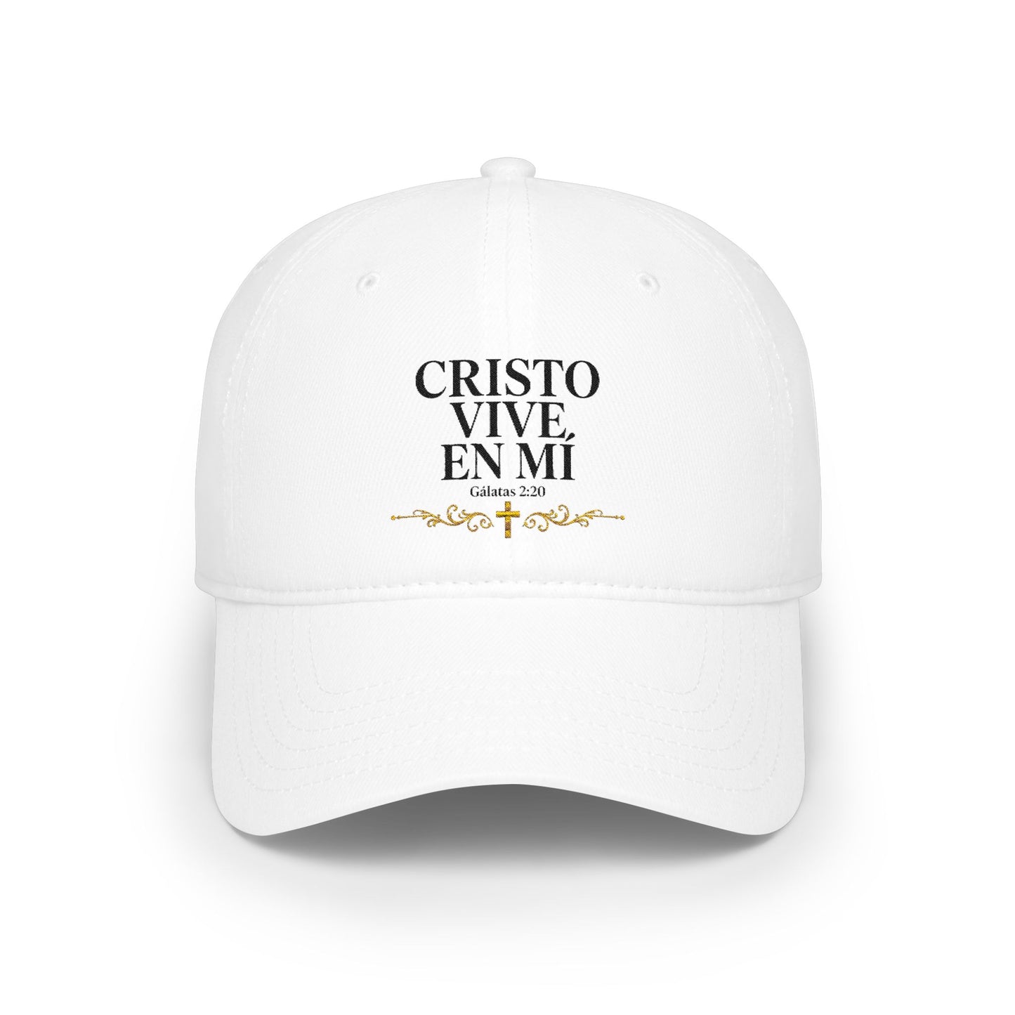 Baseball Cap — "Cristo Vive en Mí" Beige Embroidered Christian Hat