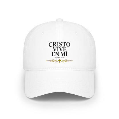 Baseball Cap — "Cristo Vive en Mí" Beige Embroidered Christian Hat