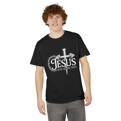 Jesus Cross & Barbell T-Shirt — "The Way • The Truth • The Life" Christian Fitness Tee