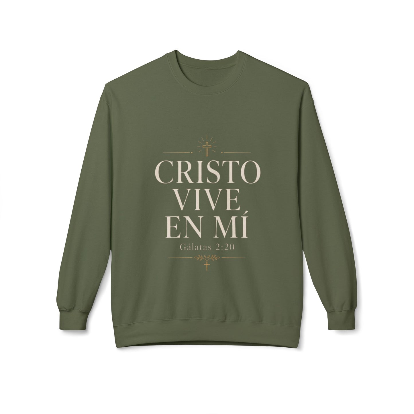 Cristo Vive En Mí Crewneck Sweatshirt — Galatas 2:20 Christian Pullover