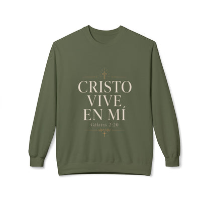 Cristo Vive En Mí Crewneck Sweatshirt — Galatas 2:20 Christian Pullover
