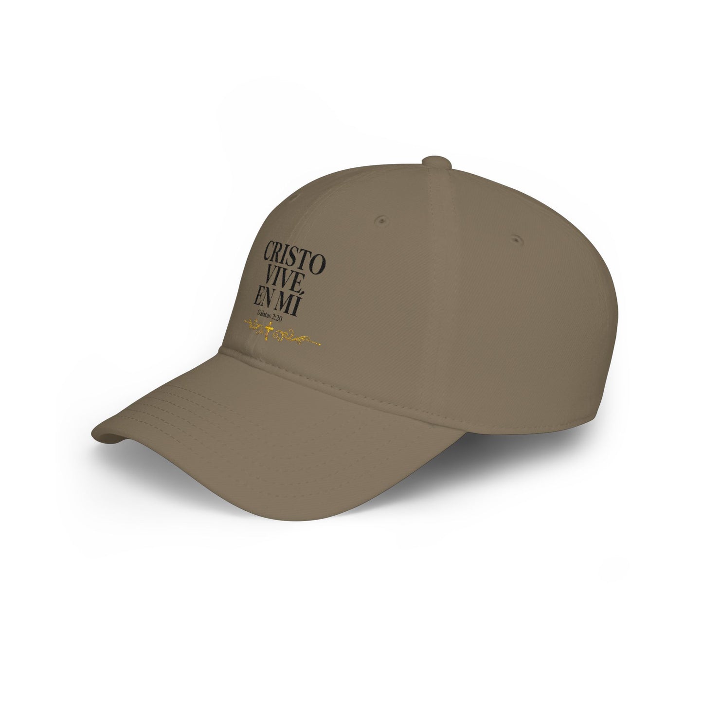 Baseball Cap — "Cristo Vive en Mí" Beige Embroidered Christian Hat