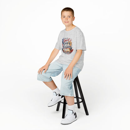 Kids Tee — "Where the Spirit of the Lord + Freedom" Patriotic Christian 4th of July Shirt