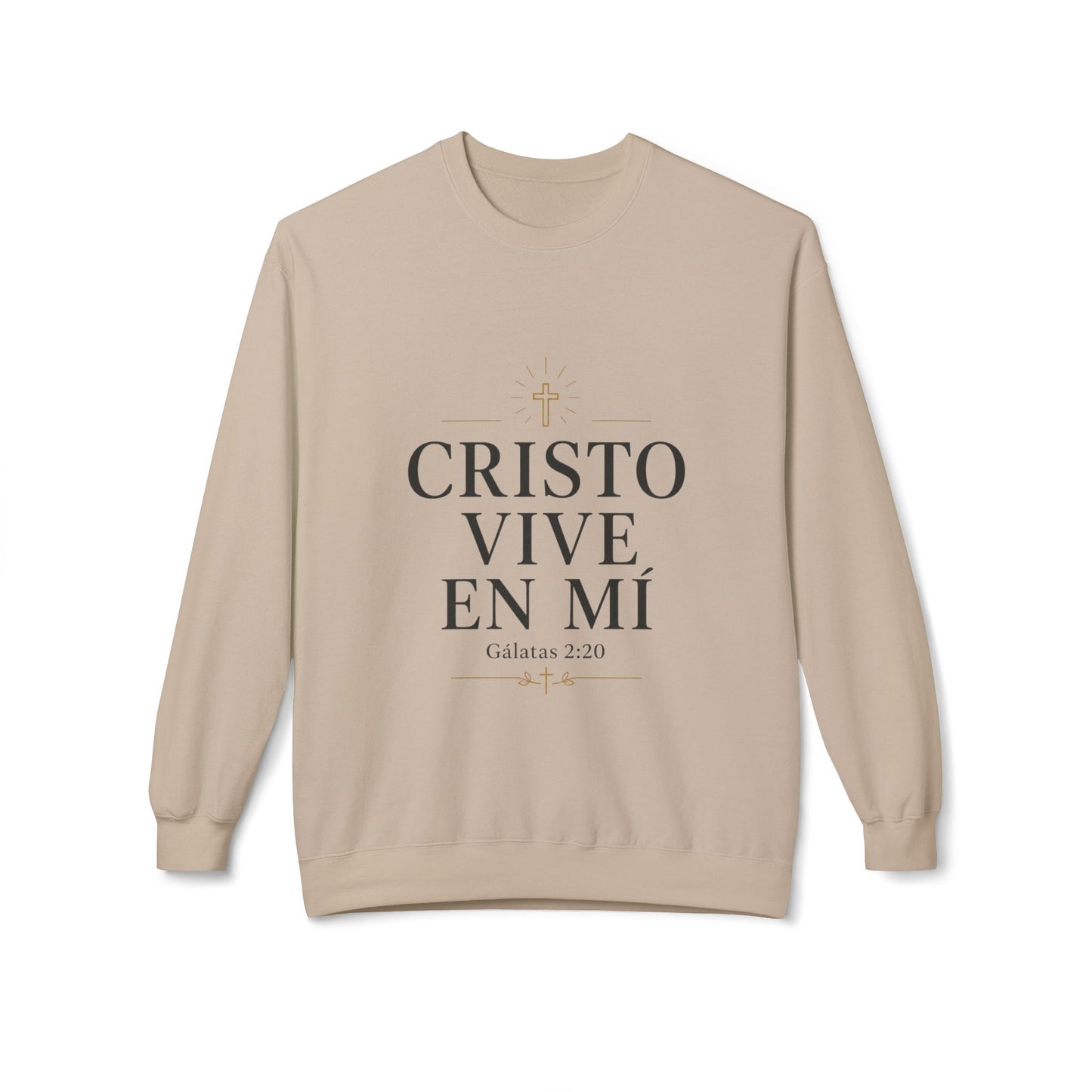 Crewneck Sweatshirt - "Cristo Vive En Mí" Spanish Faith Sweatshirt (Galatians 2:20)