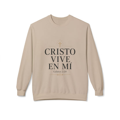 Crewneck Sweatshirt - "Cristo Vive En Mí" Spanish Faith Sweatshirt (Galatians 2:20)