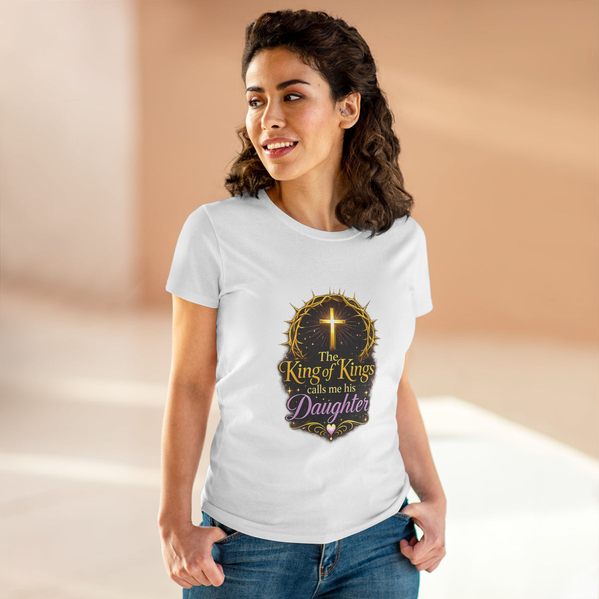 Christian Women's Tee - "The King of Kings Calls Me His Daughter" Faith Graphic Shirt