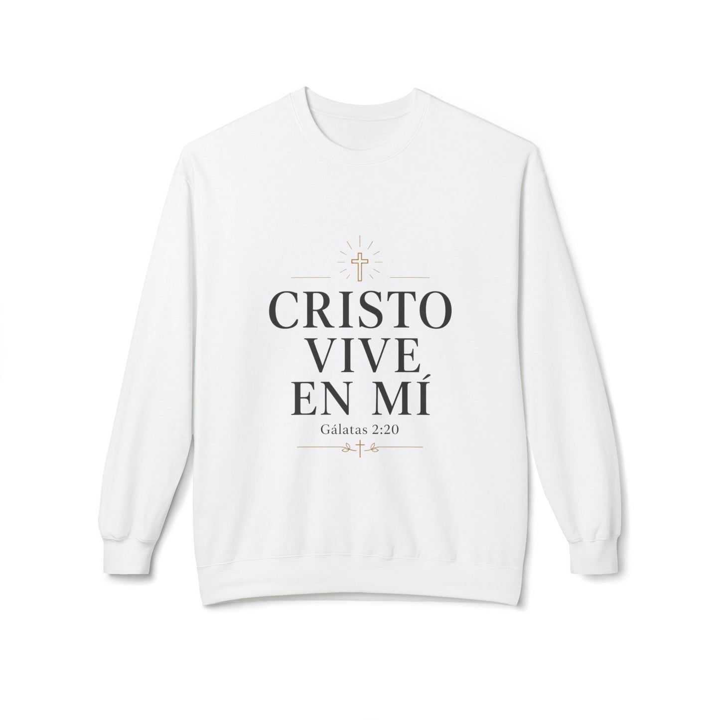 Crewneck Sweatshirt - "Cristo Vive En Mí" Spanish Faith Sweatshirt (Galatians 2:20)