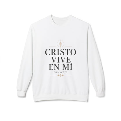 Crewneck Sweatshirt - "Cristo Vive En Mí" Spanish Faith Sweatshirt (Galatians 2:20)