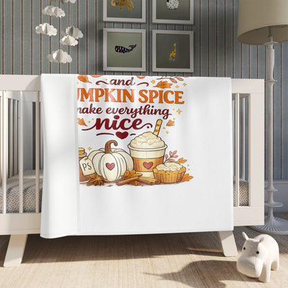 Christian Pumpkin Spice Throw Blanket — "Jesus Christ and Pumpkin Spice Make Everything Nice" Autumn Cozy Throw