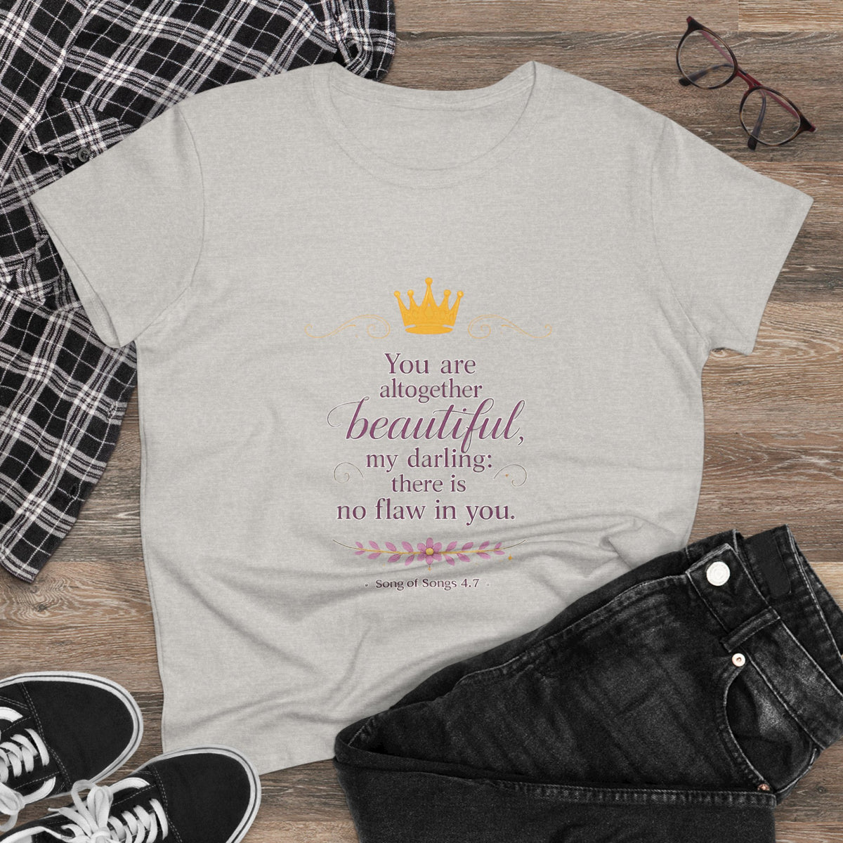 Women’s Tee — "You are altogether beautiful, my darling" Crown Scripture Shirt