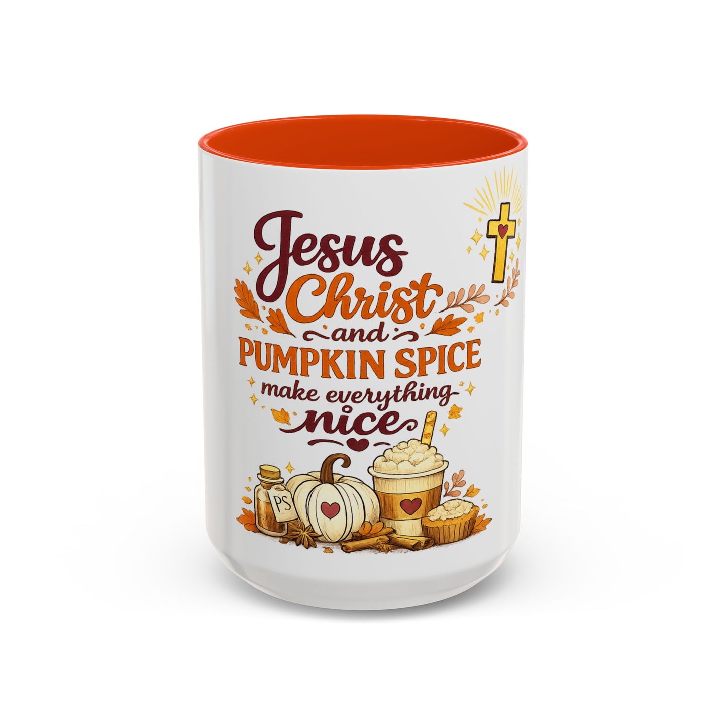 Jesus Christ and Pumpkin Spice Mug — Fall Christian Coffee Cup (11oz/15oz)