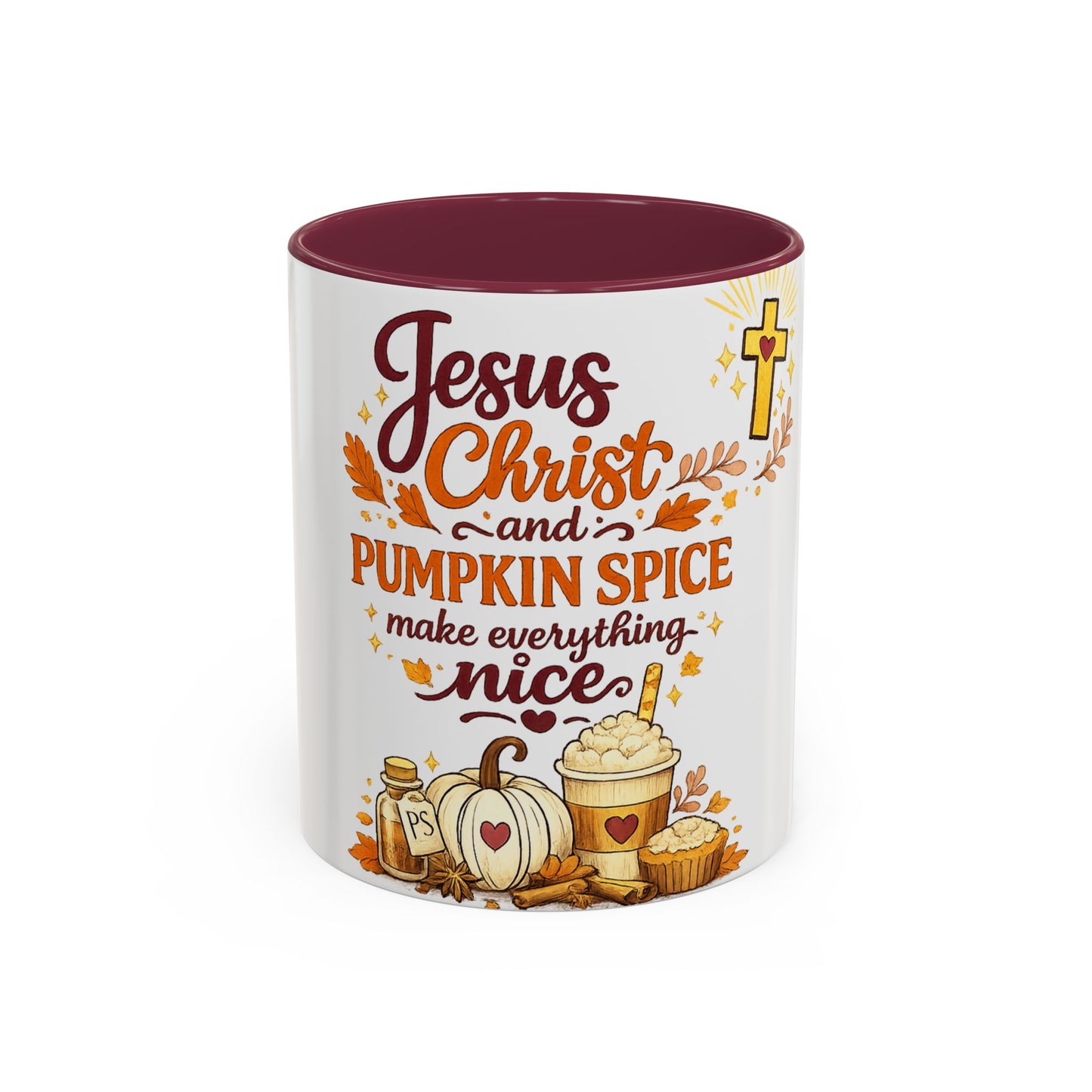 Jesus Christ and Pumpkin Spice Mug — Fall Christian Coffee Cup (11oz/15oz)