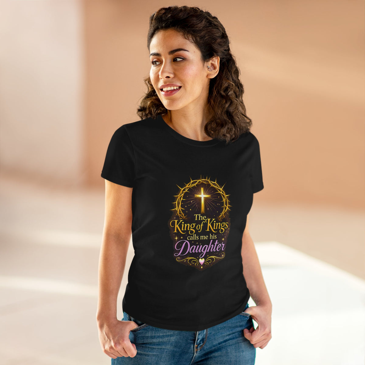 Christian Women's Tee - "The King of Kings Calls Me His Daughter" Faith Graphic Shirt