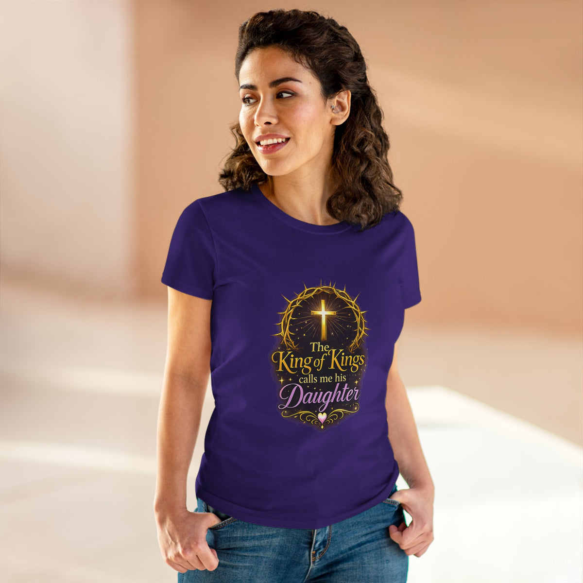 Christian Women's Tee - "The King of Kings Calls Me His Daughter" Faith Graphic Shirt