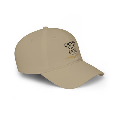 Baseball Cap — "Cristo Vive en Mí" Beige Embroidered Christian Hat