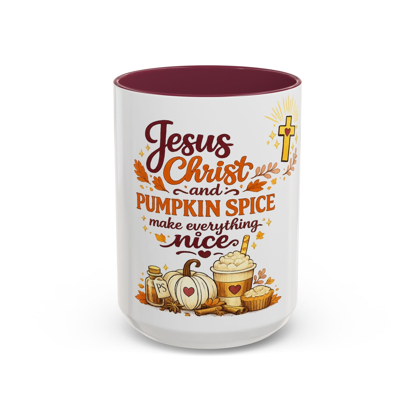 Jesus Christ and Pumpkin Spice Mug — Fall Christian Coffee Cup (11oz/15oz)