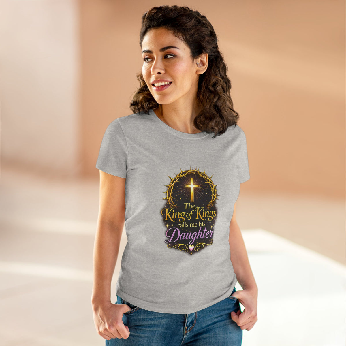 Christian Women's Tee - "The King of Kings Calls Me His Daughter" Faith Graphic Shirt