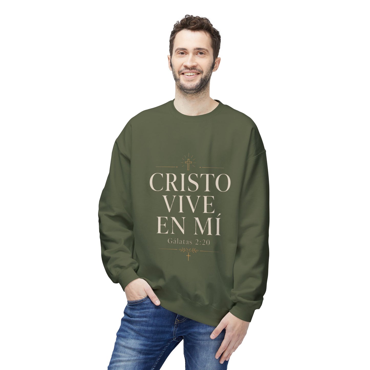 Cristo Vive En Mí Crewneck Sweatshirt — Galatas 2:20 Christian Pullover