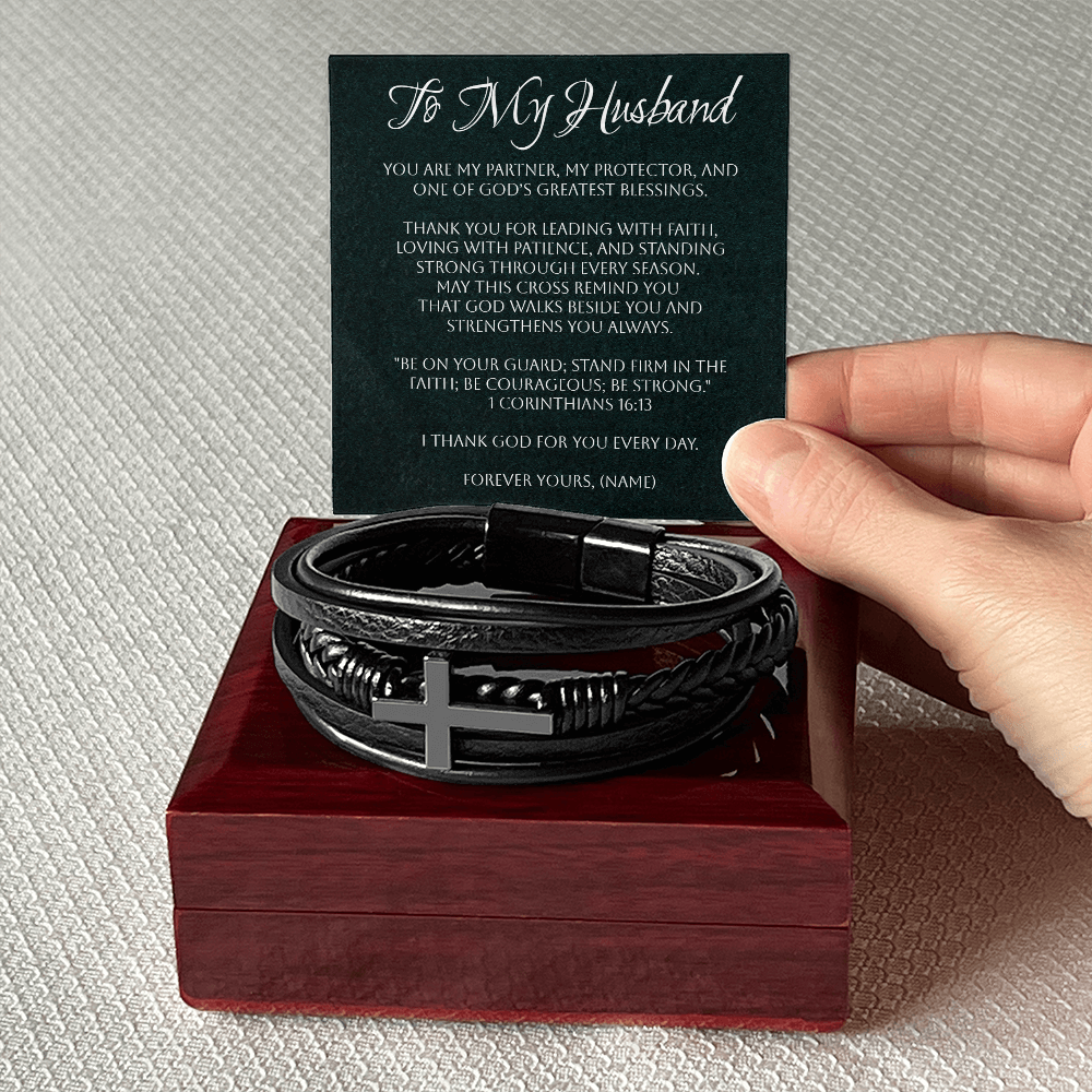Men's Cross Bracelet – Husband - A Gift of Faith, Strength & Leadership  A meaningful reminder of the man God has called him to be.